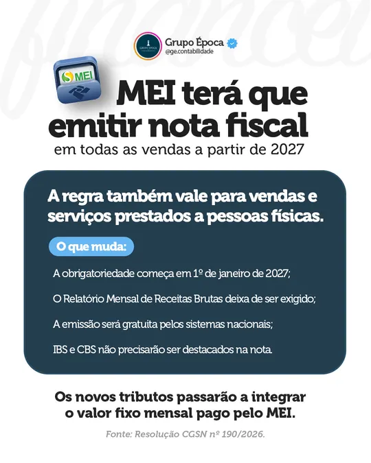 MEI terá que emitir nota fiscal em todas as vendas a partir de 2027